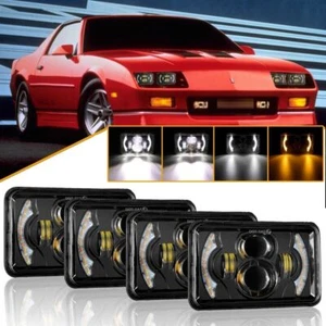 4x 4x6" Rectangle LED Headlights Hi/Lo Turn Signal DRL Lamp For Chevrolet Camaro - Picture 1 of 12