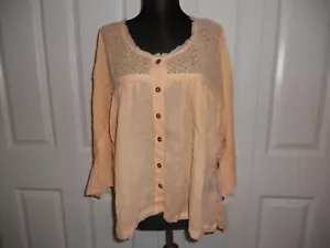 NUEVO CON ETIQUETAS TOP OJAL BOHEMIO OVERSIZE FREE PEOPLE EN MELOCOTÓN TALLA PEQUEÑA - Imagen 1 de 8