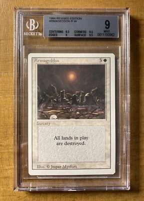 MTG✨ARMAGEDDON✨ Revised Edition BGS 9 MINT RARE Sorcery 1994 Jesper Myrfors Art - Image 1 of 2
