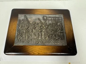 Vintage Dutch EPNS Foke Meltzer Wood Tin Box - Rembrandt's The Night Watch 8.5"W - Picture 1 of 11