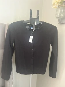 Girls Old Navy size XL (12) Cotton Button Up School Sweater Navy Black Cardigan - Picture 1 of 5