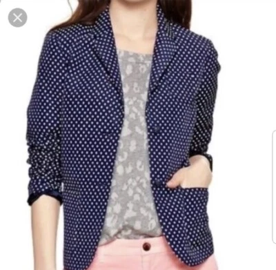 Blazer GAP tamanho 2 The Academy bolinhas azul marinho branco carreira 2 botões preppy - Imagem 1 de 4