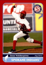 2012 Spokane Indians Grandstand #35 Jose Valdespina Dominican Republic DR Card