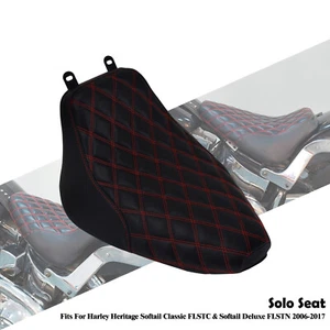 Driver Solo Seat Red Stitching For Harley Heritage Softail Deluxe FLSTN 06-2017 - Picture 1 of 17