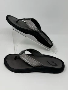 Sandalia Chancla Olukai Ohana Negra con Gris Cómoda Informal Verano Tanga Para Hombres Talla 7 - Imagen 1 de 14
