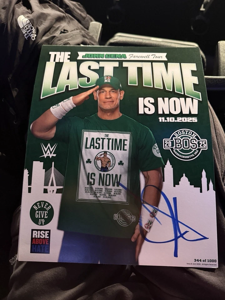 John Cena Last Time Is Now Farewell Tour Signed Poster BOSTON FINAL MATCH RARE - Image 1 of 4