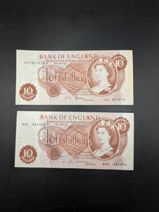 2x Fforde Ten Shillings Banknotes - Serial No's W06 481435 & 23Y 607678 - Picture 1 of 8