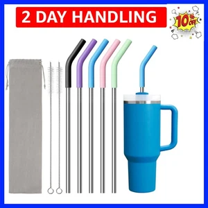 Metall Strohhalme Wiederverwendbar für 40 Unzen Becher, 5 Stück Extra Lange Edelstahl Str... - Bild 1 von 8