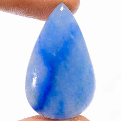 Natural Blue Aventurine Pear Cabochon Loose Gemstone 25.5 Ct. 32X20X4 mm X-18011 - Image 1 of 2