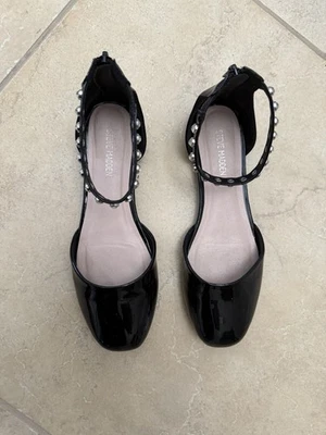 Steve Madden JNORA 5M балетки черный лакированная кожа со стразами лодыжки ремень - Изображение 1 из 4