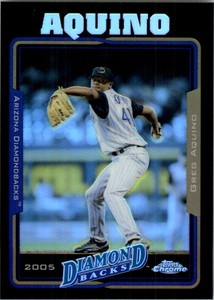 2005 Topps Chrome Black Refractors Baseball Card #306 Greg Aquino /225