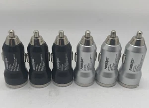 6 pack PowerXcel USB 1A & 2.1A Cigarette Lighter Car Charger Adapter **NEW** - Picture 1 of 3
