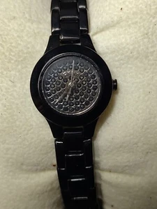 NWT DKNY Women's Polished Black Pave Crystal Mini Watch - NY8693 - Picture 1 of 3