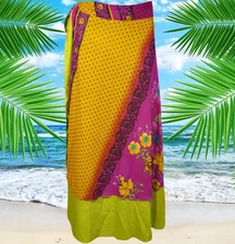 Maxi Wrap Skirt Tequila Sunrise Double Layered Vintage Beach  Skirt Onesize