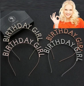 Happy Birthday Headband Girl Letter Rhinestone Crown Hair Band Birthday NEW - Picture 1 of 4