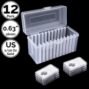 12 Pack 16 mm Slab Coin Holder w/Slot Box For US 1/10 Oz American Gold Eagle - Picture 1 of 3