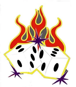 LLAMA BRILLANTE DADOS SOMBRERO O CHAQUETA PIN611 NUEVA CHAQUETA SOLAPA METAL FLAMEANTE - Imagen 1 de 1