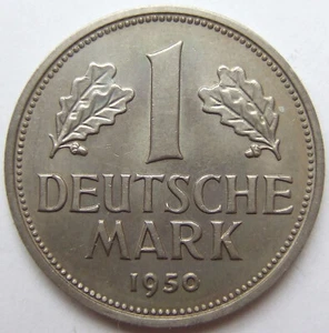Münze Bundesrepublik Deutschland 1 Deutsche Mark 1950 F in fast Stempelglanz - Bild 1 von 2