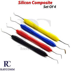 Juego de 4 instrumentos de llenado de compuestos dentales herramientas restauradoras mango de silicona  - Imagen 1 de 6