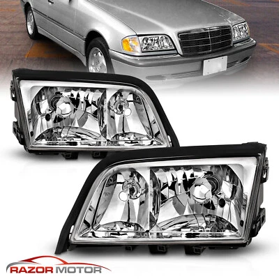 94-00 For Mercedes-Benz W202 C-Class 4DR Sedan Factory Style Chrome Headlights - Image 1 of 4