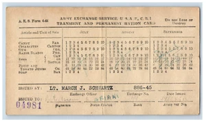 Tarjeta de ración de servicio de intercambio CBI Chit 1944-45 del ejército de Estados Unidos China Birmania India #6M - Imagen 1 de 2