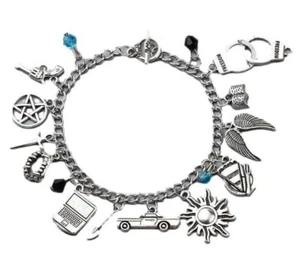 Supernatural TV Series Themed Charms Silvertone Metal Novelty Charm Bracelet - Picture 1 of 1