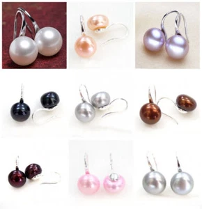 Natural Akoya Freshwater Pearl 7-8mm-11-12mm Multicolor Dangle Hook Earrings - Picture 1 of 24