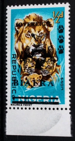 NIGERIA BIAFRA 1968 Lion stamp OVERPRINTED 'Sovereign Biafra'. MNH. SG4 Cover
