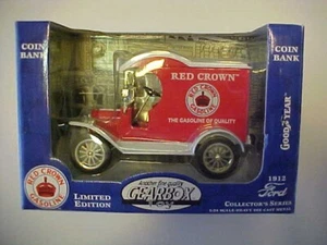 GEARBOX 1912 FORD RED CROWN DELIVERY CAR, DIE CAST, LOCKING BANK, 1/24 SCALE - Picture 1 of 4