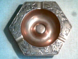 Vintage Hunters Brass Cigar Ashtray Embossed Rim Dogs & Rabbits HEXAGONAL 6" - Picture 1 of 5
