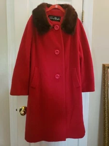 Vintage Helen of Memphis 100 % Schurwolle Luxus gewebt x ENIGER Pelzkragen Mantel - Bild 1 von 9