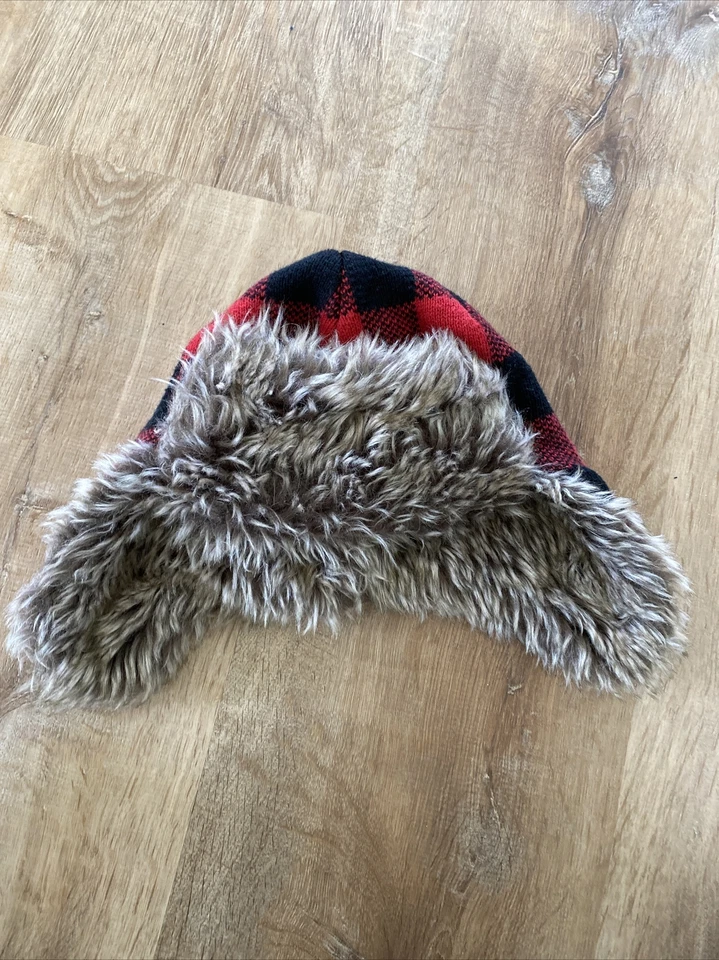 Baby Gap M/L 53 cm Trapper Hat Red and Black Faux Fur Ears - Image 1 of 3