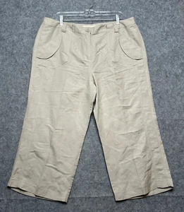 Sandro Pants Womens 16 Beige Linen Wide Leg Lagenlook Crop Beachy Light Travels - Picture 1 of 12