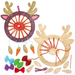 AX520 Reindeer Wooden Dreamcatcher Kits - Pack of 4, Create Your Own Dream Catch - Picture 1 of 12
