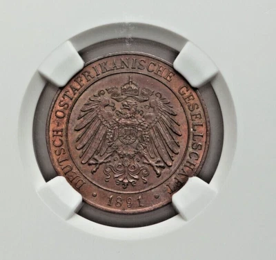1891 GERMAN EAST AFRICA COPPER PESA KM1 NGC MS-64 RED & BROWN - Image 1 of 4