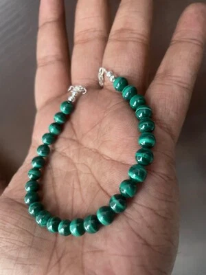 Малахитовые бусины 925 пробы ожерелья + браслет ювелирные изделия подарок для нее k7 - Изображение 1 из 4