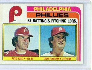 1982 PETE ROSE STEVE CARLTON #636 Topps 1981 Phillies Leaders 