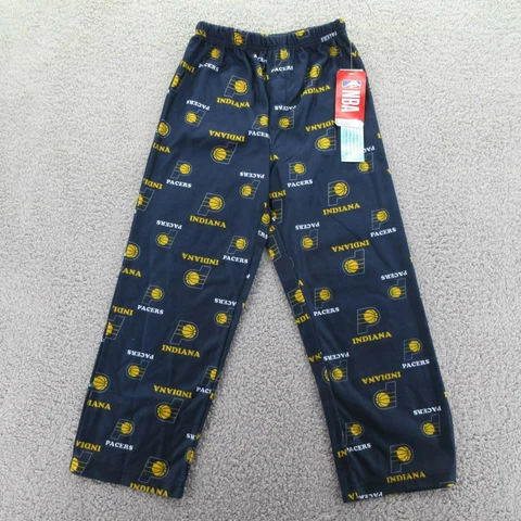 Indiana Pacers NBA Boys Pajama Pant Blue Yellow All Over Print Pull On S 6/7 New Cover
