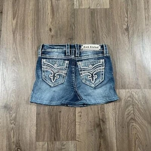 Rock Revival Embroidered Mini Skirt Upcycled Clothing W26" - Picture 1 of 8