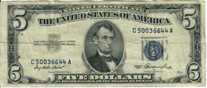 1953A 5$ Silver Certificate - Blue Seal - IBP/RBA C50036644A - #13610 - Picture 1 of 2