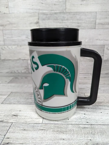Vintage Michigan State Spartans MSU Thermo Hot / Cold Mug Whirley MADE IN USA Cover