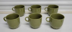 6 IKEA Coffee Cup Mugs Avocado Green Notched Beveled Base 12 oz. - 198 94 - Picture 1 of 9