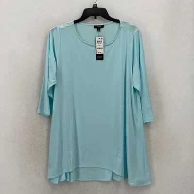 Top túnica azul elástico manga 3/4 informal Lagenlook Alfani Elements Plus 2X nuevo con etiquetas Foto 1 de 4