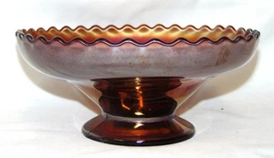Vintage Dugan Amethyst Carnival Glass Dish DOUBLE STEM ROSE Pedestal Bowl - Picture 1 of 6