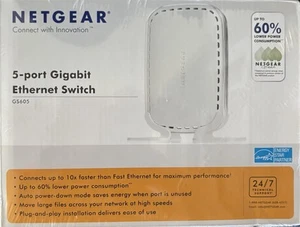 NETGEAR Business 5 Port Gigabit Ethernet Unmanaged Switch (GS605) NEW In BOX. - Picture 1 of 4