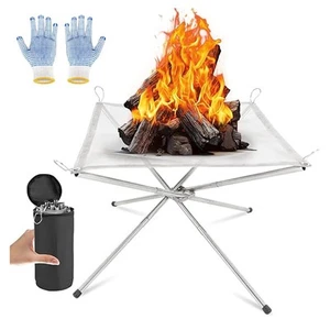 Folding Fire Pit Portable Mesh Steel Outdoor Camping 42CM Fireplace BBQ Bonfire - Picture 1 of 11