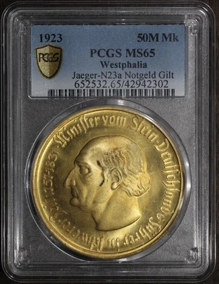 1923 (MS65) Westphali República de Weimar 50 millones de marcos Notgeld - Inflación alemana Foto 1 de 2