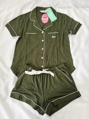 NEW PETER ALEXANDER PJ SET DREAMY BAMBOO JERSEY TOP & SHORTS GREEN S - image 1 of 2