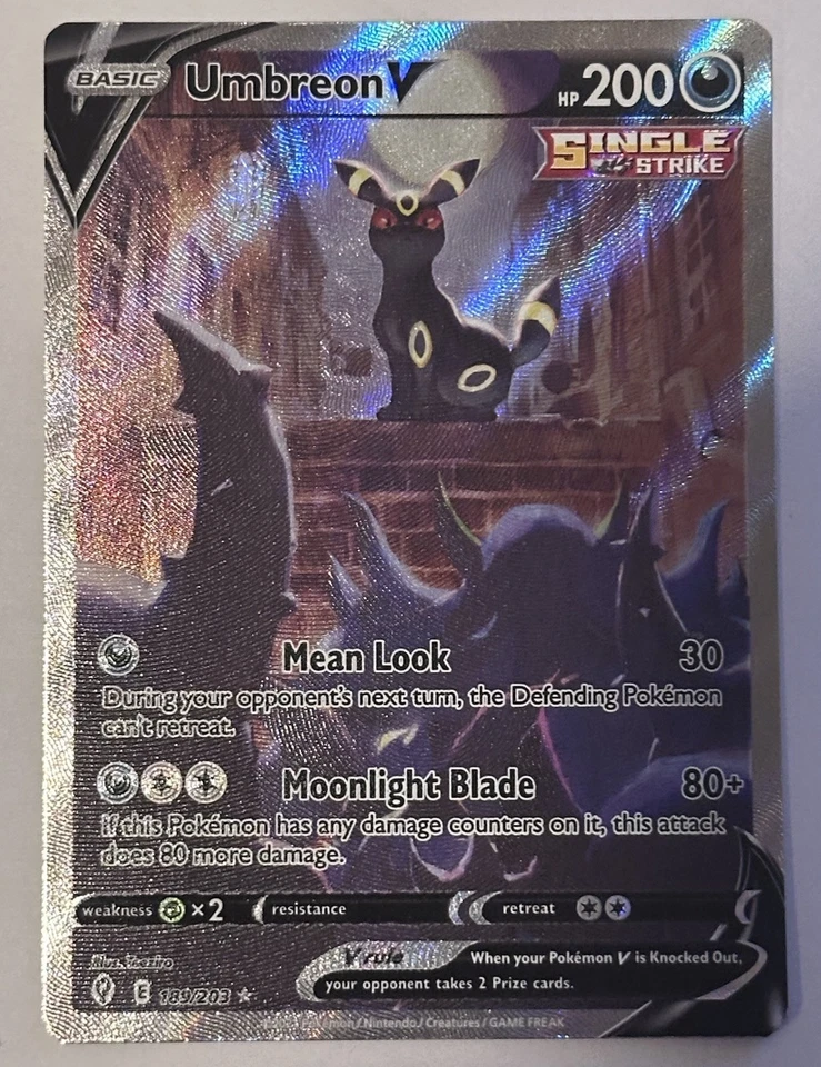 LP/NM Umbreon V (Alternate Full Art) 189/203 SWSH07: Evolving Skies Holo Pokemon - Image 1 of 2