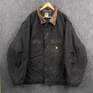 Vintage Carhartt Quilted Mens Canvas Work Jacket Black 5XL-6XL Workwear Rough - Picture 1 of 15